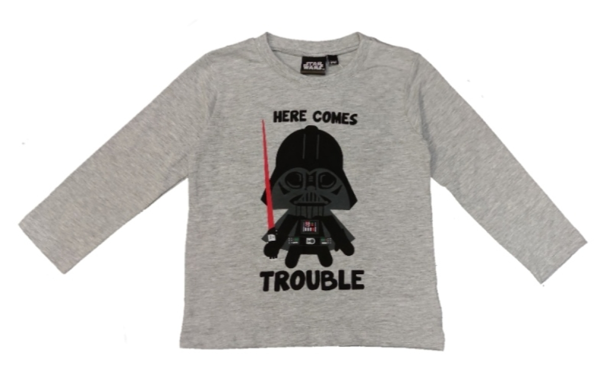 Baby Langarmshirt für Jungen in Grau mit dem Star Wars Gemeinling Darth Vader